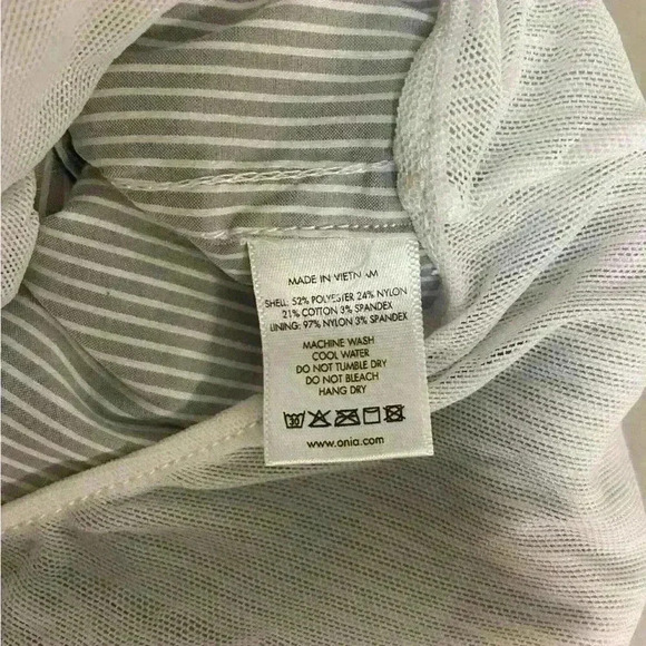 Onia Mens Swim Trunks Board Shorts Size 34 Calder 7.5” Light Grey White Stripe - Picture 10 of 11